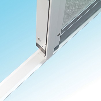 Standard brushed aluminium threshold braces the frame legs at the bottom and give the door seals along the bottom edge of each leaf something to seal against.